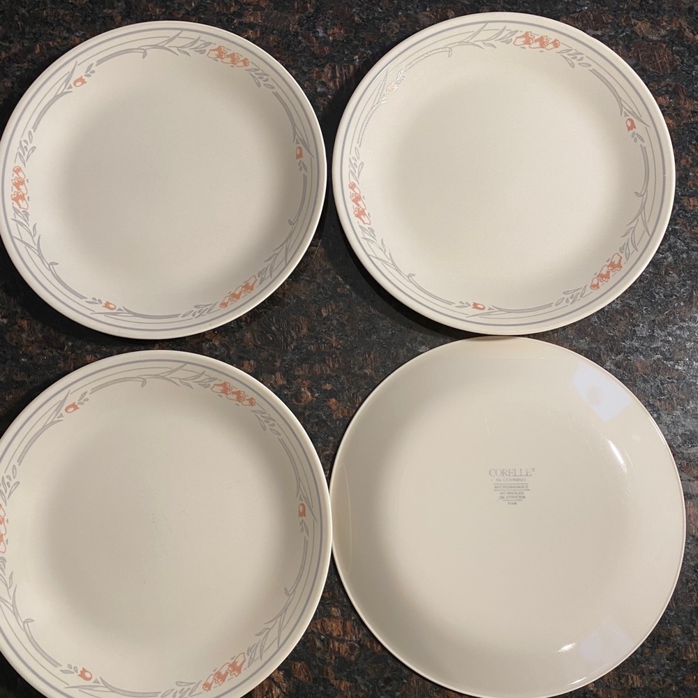 4 Corelle Rose 10.25” Dinner Plates - Picture 3 of 9